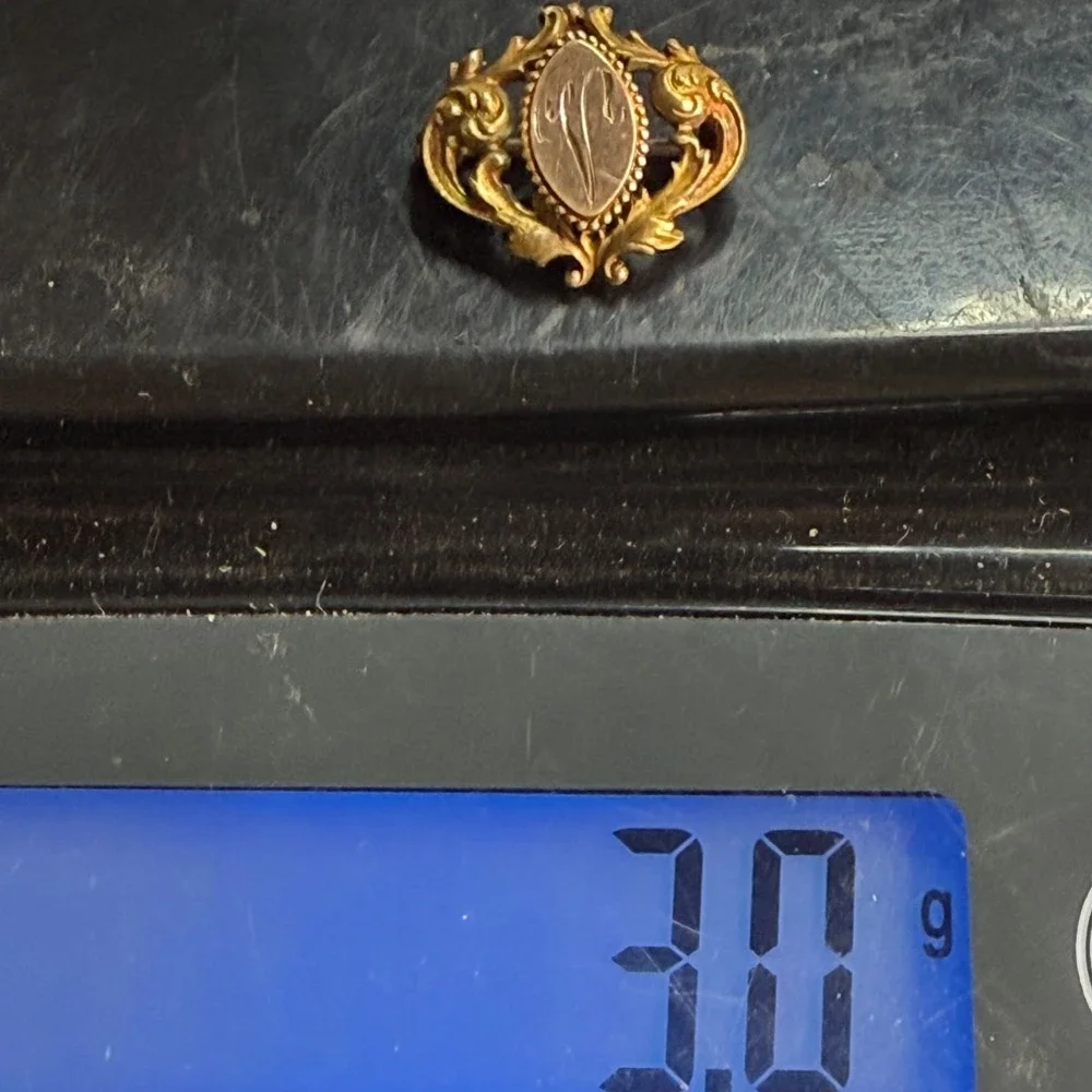 Vintage Gold Filled Watch Fob Brooch Engraved ‎ Monogram 